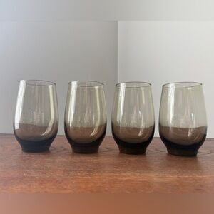 Vintage MCM Drinking Glasses Set of 4 Tawny Brown Tempo by Libbey Glass